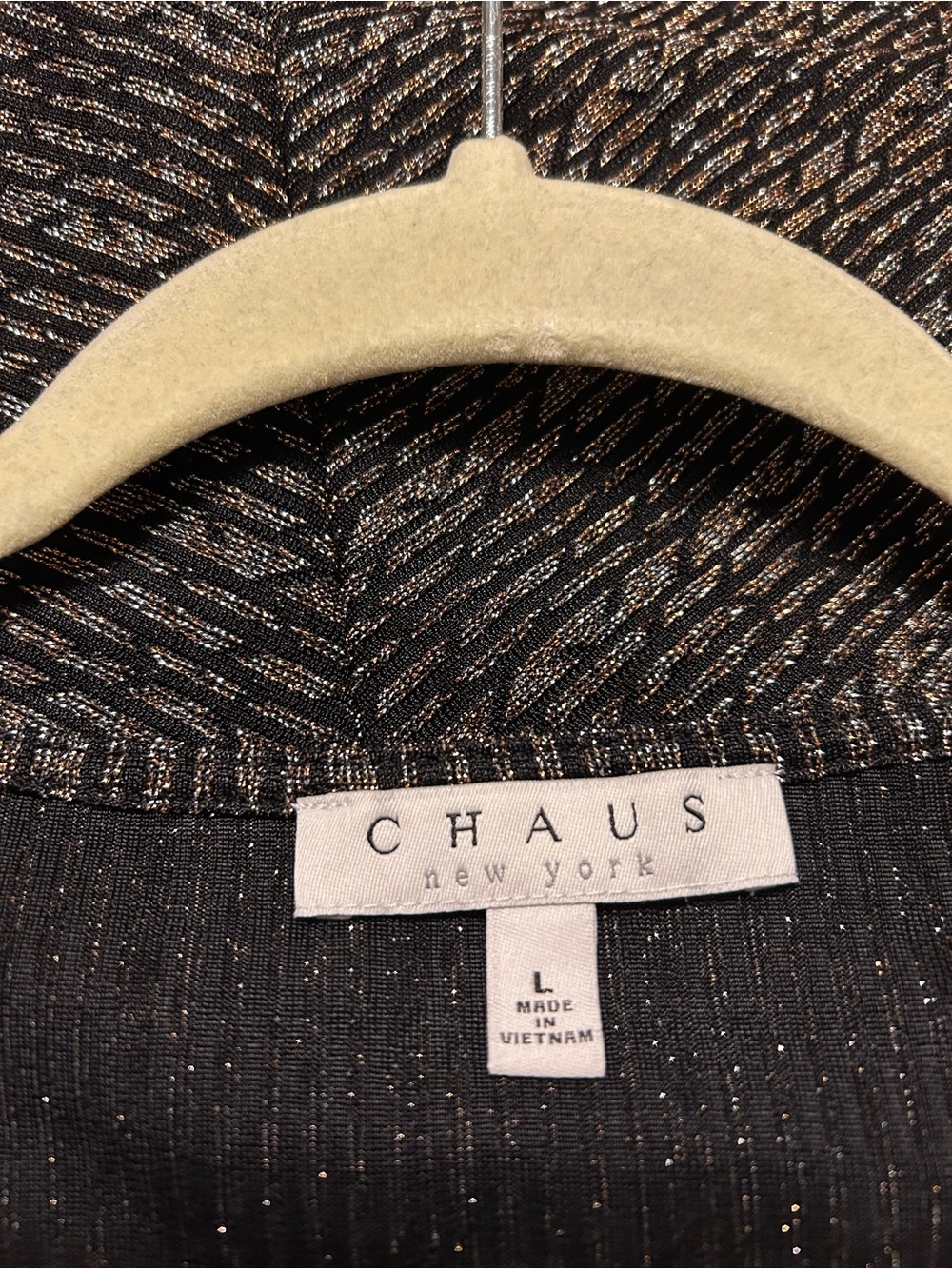 Chaus Black Metallic V-Neck Flared Tunic - Picture 4 of 8